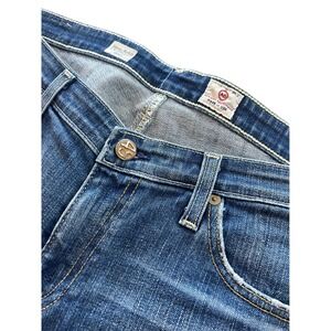 AG Adriano Goldschmied Stevie Ankle Slim Straight Distressed Jeans Blue 31R